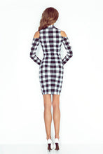 Load image into Gallery viewer, Morimia MM 008-2 Dress with turtleneck - long sleeve - black and white