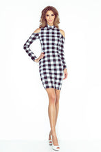 Load image into Gallery viewer, Morimia MM 008-2 Dress with turtleneck - long sleeve - black and white