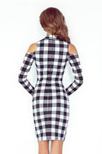 Load image into Gallery viewer, Morimia MM 008-2 Dress with turtleneck - long sleeve - black and white