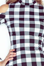 Load image into Gallery viewer, Morimia MM 008-2 Dress with turtleneck - long sleeve - black and white