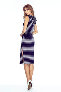 Morimia Dress with hood - long - stripes MM 012-1