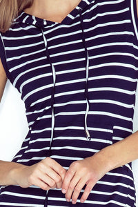 Morimia Dress with hood - long - stripes MM 012-1