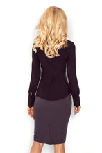 Load image into Gallery viewer, Morimia Black blouse - buttons MM 016-3