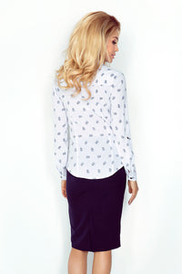 Morimia White blouse with dandelion - buttons MM 017-5