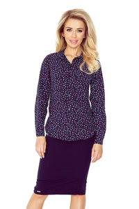 Shirt with pockets - navy blue + blue butterflies MM 018-3