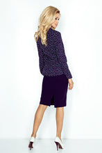 Load image into Gallery viewer, Morimia Shirt with pockets - navy blue + blue butterflies MM 018-3