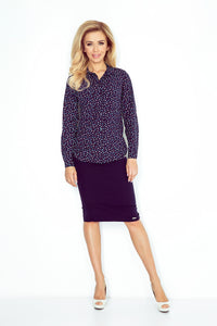 Shirt with pockets - navy blue + blue butterflies MM 018-3