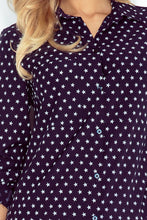 Load image into Gallery viewer, Morimia Shirt with pockets - navy blue + stars MM 018-4