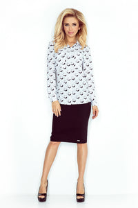 Morimia Shirt with pockets - white + black cats MM 018-5
