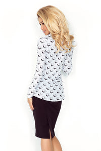 Morimia Shirt with pockets - white + black cats MM 018-5