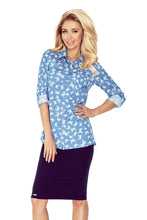 Load image into Gallery viewer, Morimia MM 018-6 Shirt with pockets - jeans + butterflies
