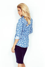 Load image into Gallery viewer, Morimia MM 018-6 Shirt with pockets - jeans + butterflies
