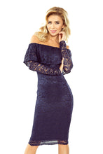 Load image into Gallery viewer, MM 021-2 Dress with frill - lace - navy blue