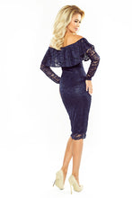 Load image into Gallery viewer, MM 021-2 Dress with frill - lace - navy blue