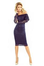 Load image into Gallery viewer, MM 021-2 Dress with frill - lace - navy blue