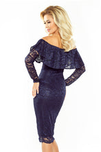 Load image into Gallery viewer, MM 021-2 Dress with frill - lace - navy blue