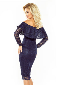 MM 021-2 Dress with frill - lace - navy blue