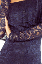 Load image into Gallery viewer, MM 021-2 Dress with frill - lace - navy blue