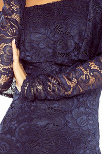 MM 021-2 Dress with frill - lace - navy blue