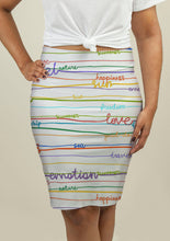 Load image into Gallery viewer, Pencil Skirt with Stripe Pattern with words