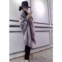 Load image into Gallery viewer, Cashmere Tassel Batwing Sleeve Scarf Cape