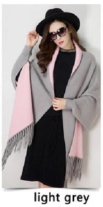 Cashmere Tassel Batwing Sleeve Scarf Cape