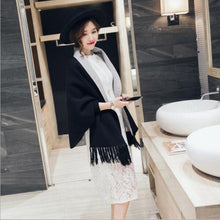 Load image into Gallery viewer, Cashmere Tassel Batwing Sleeve Scarf Cape