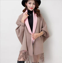 Load image into Gallery viewer, Cashmere Tassel Batwing Sleeve Scarf Cape