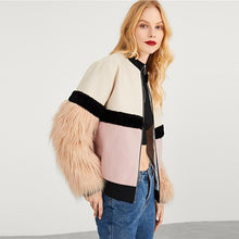 Load image into Gallery viewer, Multicolor Highstreet Faux Fur Sleeve Plaid Notched Coat