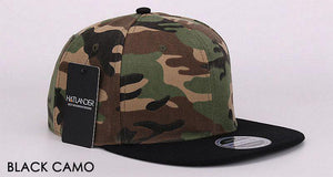 HATLANDER Camouflage snapback polyester cap blank flat camo baseball cap with no embroidery mens cap and hat for men and women