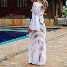 Charger l&#39;image dans la galerie, White long sleeve cut out slit Beach dress/ Sundress