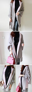 Cashmere Tassel Batwing Sleeve Scarf Cape