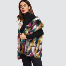 Load image into Gallery viewer, Open Front Colorful Faux Fur Wide Waist Vest