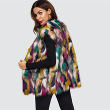 Load image into Gallery viewer, Open Front Colorful Faux Fur Wide Waist Vest