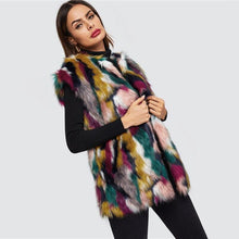 Load image into Gallery viewer, Open Front Colorful Faux Fur Wide Waist Vest