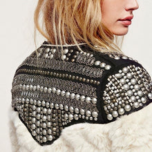 Load image into Gallery viewer, Fleece Rivet Faux Fur Patchwork Long Sleeve Coat