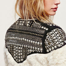 Load image into Gallery viewer, Fleece Rivet Faux Fur Patchwork Long Sleeve Coat