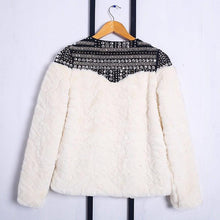 Load image into Gallery viewer, Fleece Rivet Faux Fur Patchwork Long Sleeve Coat