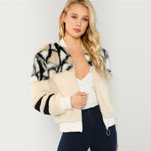 Load image into Gallery viewer, Multicolor O-Ring Zip Up Faux Fur Coat