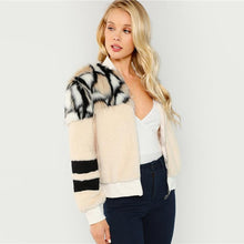 Load image into Gallery viewer, Multicolor O-Ring Zip Up Faux Fur Coat