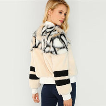 Load image into Gallery viewer, Multicolor O-Ring Zip Up Faux Fur Coat