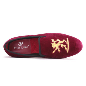 Lion Embroidery Velvet Men shoes