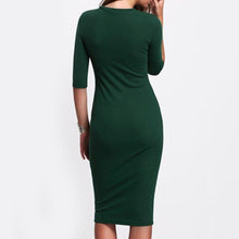 Charger l&#39;image dans la galerie, CASUAL GREEN CREW NECK HALF SLEEVE MIDI DRESS