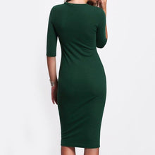 Charger l&#39;image dans la galerie, CASUAL GREEN CREW NECK HALF SLEEVE MIDI DRESS