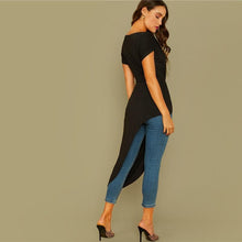 Load image into Gallery viewer, Black Off Shoulder Twist Front Asymmetrical Hem Bardot Top