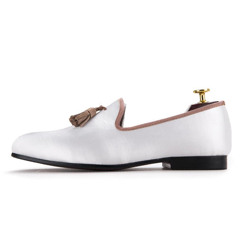 Handmade White Tassel Men's Shoe