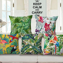 Charger l'image dans la galerie, Tropical Plant Hibiscus Flower Pillow case Parrot Cushion Cover