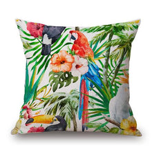 Charger l'image dans la galerie, Tropical Plant Hibiscus Flower Pillow case Parrot Cushion Cover