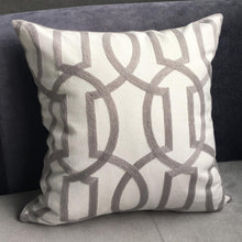 Load image into Gallery viewer, Modern Geometric Cord Embroidery Gray &amp; Green Cotton Cushion Cover 45 x 45 cm