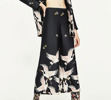 Load image into Gallery viewer, Bird Print Loose Wide leg pants